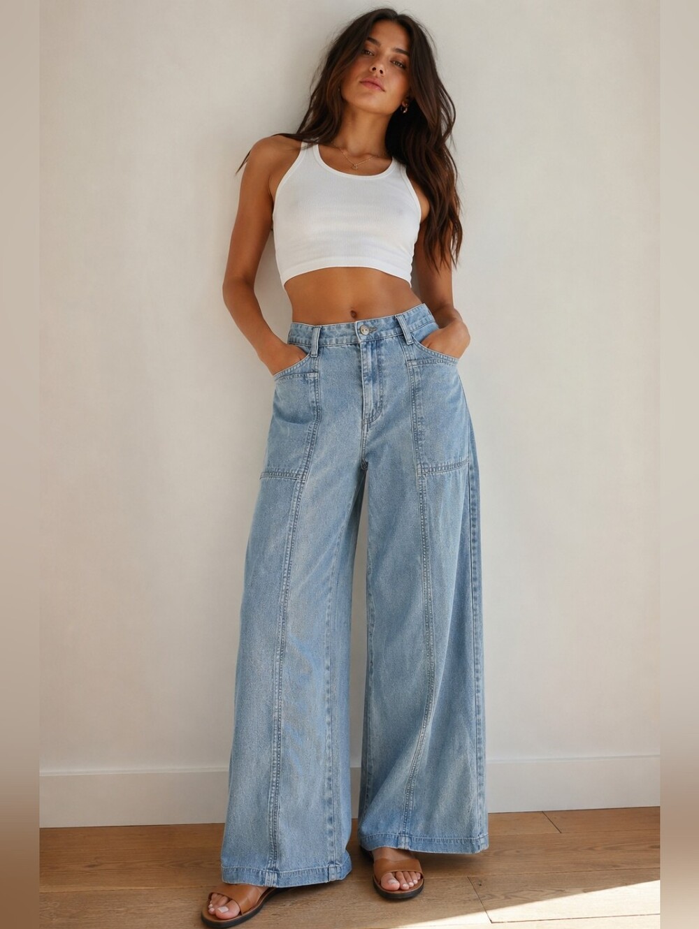 ❤️ AMERICAN EAGLE HIGH RISE WIDE LEG   LIGHTWEIGHT SUMMER JEANS / PANTS, 0 (25)